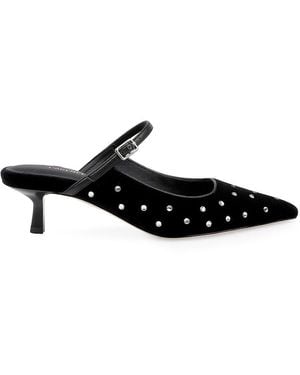 L'Agence Edith 45Mm Studded Suede Mary Jane Court Shoes - Black
