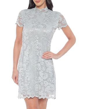 Marina 'Scalloped Lace Mini Shift Dress - White