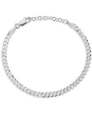 Chloe and Madison Rhodium Plated Sterling Curb Chain Bracelet - White