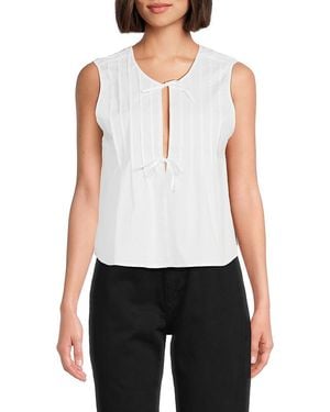 WeWoreWhat The Front Flare Cotton-Blend Keyhole Top - White
