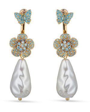 Eye Candy LA Zoe 18K Goldplated, Cubic Zirconia And Shell Pearl Dangle Earrings - White