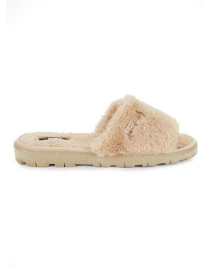 DKNY Jill Faux Fur Slides - Natural