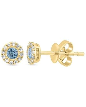 Saks Fifth Avenue 14k Yellow Gold, Blue Topaz & Diamond Stud Earrings - Metallic