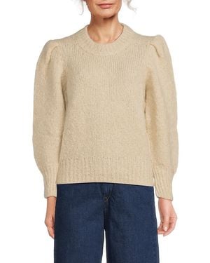 Isabel Marant Puff-Sleeve Mohair-Blend Crewneck Sweater - Blue