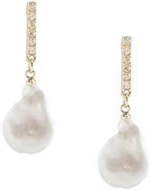 AREA STARS Rhea Goldtone Glass Imitation Pearl Earrings - White