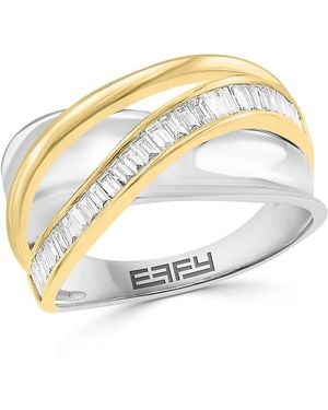 Effy Eny Two-Tone 14K Goldplated Sterling & 0.48 Tcw Diamond Ring - White