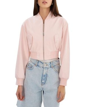 Lamarque Evelin Faux Leather Cropped Bomber Jacket - Blue