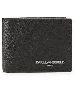 Karl Lagerfeld Pebbled Leather Bifold Wallet - Black