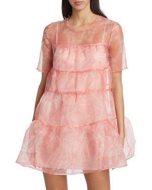 STAUD Mini Hyacinth Babydoll Dress - Pink