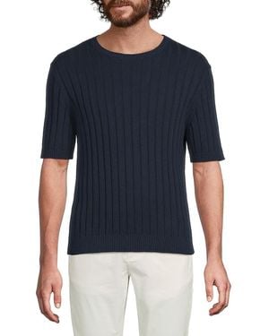 Saks Fifth Avenue Ribbed Cotton Short-Sleeve Sweater - Blue
