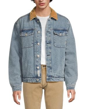 Scotch & Soda Faux Fur-Lined Denim Trucker Jacket - Blue