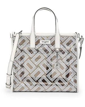 Karl Lagerfeld Nouveau Geometric Print Tote - White