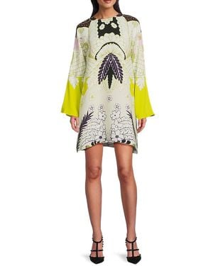 Valentino Printed Silk Minidress - Yellow
