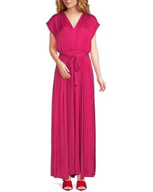 Tahari V Neck Belted Jumpsuit - Pink