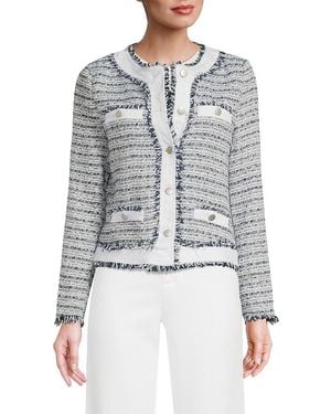 ecru Mix Media Tweed Jacket - Grey