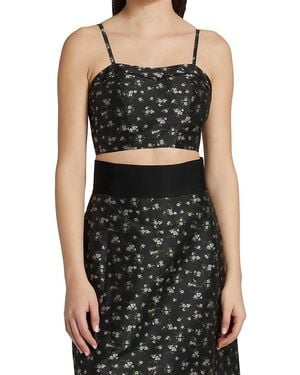 Black Iris Betty Floral Crop Top - Black
