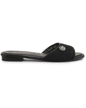 Karl Lagerfeld Celin Floral Lace Flat Sandals - Black