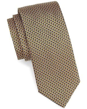 Canali Abstract Silk Tie - White