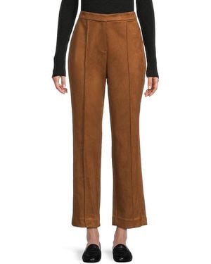 Tahari Straight-Leg Faux Suede Pants - Brown