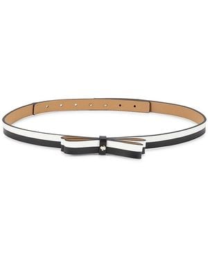 Kate Spade Colorblocked Bow Leather Belt - White