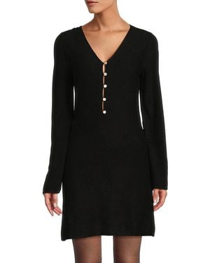 NAADAM Cashmere V-Neck Mini Dress - Black