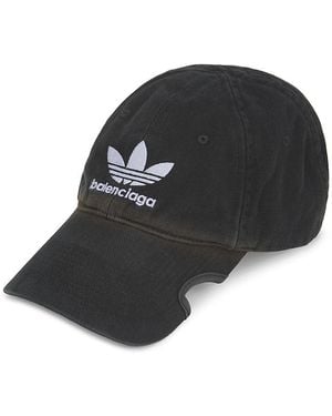 Balenciaga Logo Embroidered Cotton Baseball Cap - Black