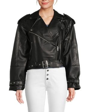 WeWoreWhat Cropped Moto Jacket - Black