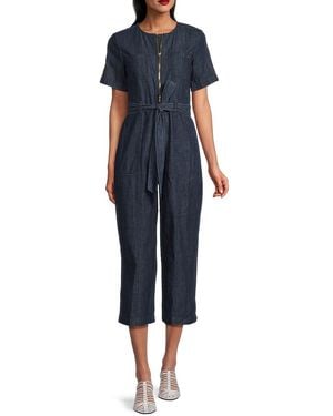 Tommy Hilfiger Cotton Denim Zip Jumpsuit - Blue