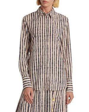 Altuzarra Chika Tie-Dye Stripe Silk Shirt - White