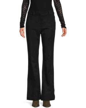 Donna Karan Faux Suede Flare Pants - Black