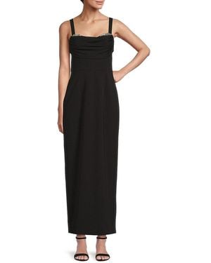 Zac Posen Embellished Ruched Maxi Dress - Black