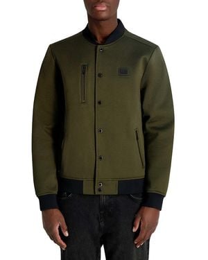 Karl Lagerfeld Textured Logo Regular-Fit Bomber Jacket - Green