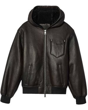 Purple Brand Zip Leather Hoodie - Black