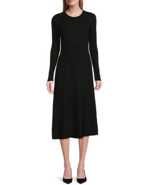 Design History Ribbed A-Line Jumper Dress - Black