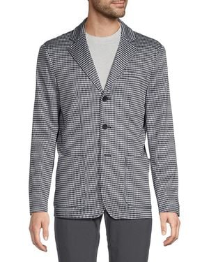 Emanuel Berg Houndstooth Deconstructed Wool Blend Blazer - Grey