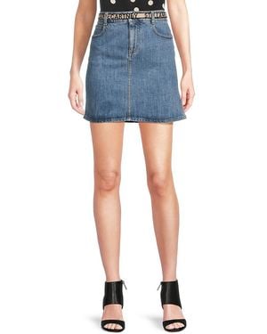 Stella McCartney Mid-rise Denim Miniskirt With Belt - Blue