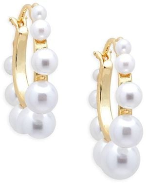 Argento Vivo Studio 14K Goldplated & Simulated Pearl Hoop Earrings - White