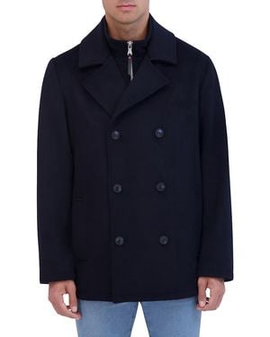 Robert Graham 'Lightweight Wool Blend Bib Peacoat - Blue