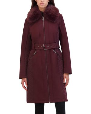 Kenneth Cole Belted Faux Fur Coat - Purple