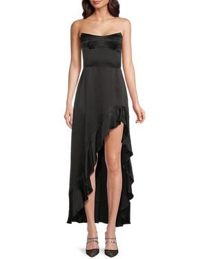 Amanda Uprichard Alyse Strapless Silk High-Low Dress - Black