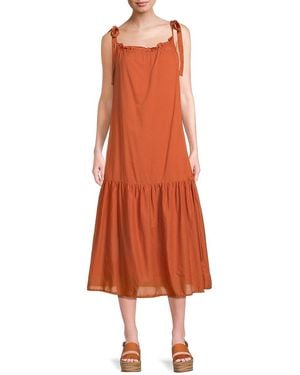 Nation Ltd Sequoia Ruffle Pima Cotton Midi Dress - Orange