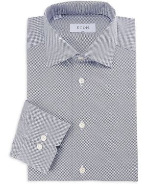 Eton Geometric Slim-fit Cotton Dress Shirt - Gray