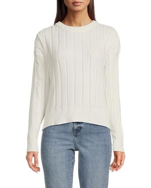 DKNY Ribbed Drop Shoulder Sweater - White