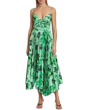 Acler Lancashire Pleated Floral Midi-Dress - Green