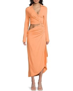 Off-White c/o Virgil Abloh Logo Crepe Draped Midi-dress - Orange