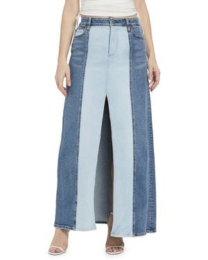 Alice + Olivia Rye Two-Tone Denim Maxi Skirt - Blue