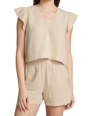 Rails Miley Ruffled V-neck Top - Natural