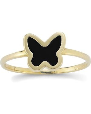 Saks Fifth Avenue 14k Yellow Gold & Onyx Butterfly Ring - Black