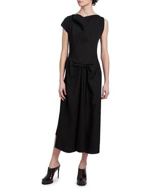 Victoria Beckham Gathered Asymmetric Midi-dress - Black
