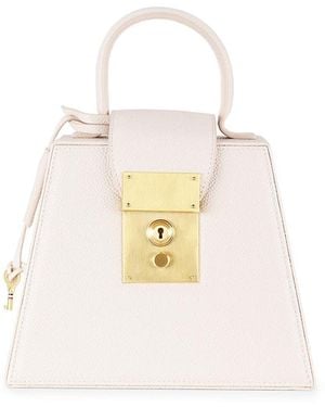 Thom Browne Leather Top Handle Bag - White